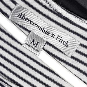 Abercrombie and Fitch white with navy blue stripes